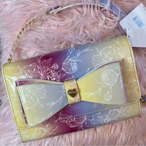 BETSEY JOHNSON Dani Rainbow Floral Printed Crossbody Wallet with Bow